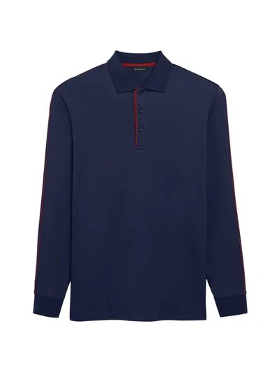 Bugatchi Woven Long-sleeve Polo Shirt In Midnight