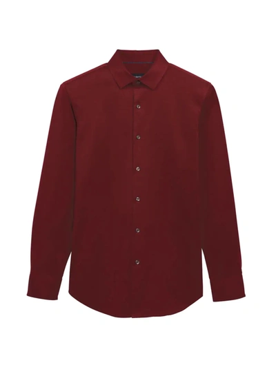 Bugatchi Marbled Print Cotton Long-sleeve Comfort Stretch Shirt In Bordeaux