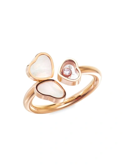 Chopard Women's Happy Hearts Wings 18k Rose Gold, Diamond & Mother-of-pearl Ring