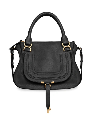 Chloé Medium Marcie Calfskin Leather Satchel In Black 001