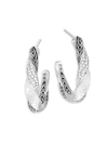 JOHN HARDY WOMEN'S CLASSIC CHAIN STERLING SILVER & DIAMOND TWISTED HOOP EARRINGS,400014662582