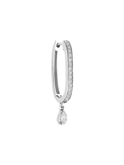 Djula Women's Glam Rock 18k White Gold & Diamond Oval Hoop Earring
