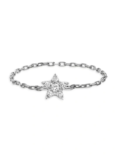 Djula Women's Magic Touch 18k White Gold & Diamond Star Chain Ring