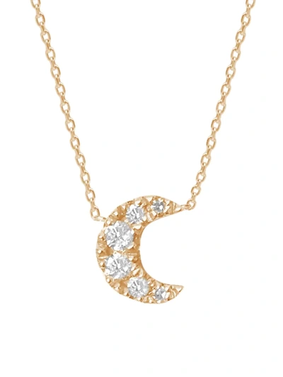 Djula Women's Magic Touch 18k Yellow Gold & Diamond Moon Pendant Necklace
