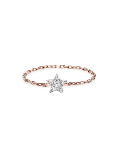 Djula Women's Magic Touch 18k Rose Gold & Diamond Star Chain Ring In Pink Gold