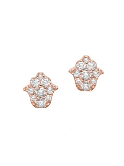 Djula Women's Magic Touch 18k Rose Gold & Diamond Hamsa Stud Earrings In Pink Gold