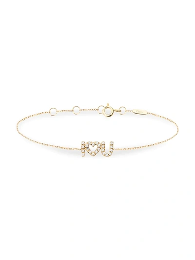 Djula Women's 18k Yellow Gold & Diamond 'i Love U' Chain Bracelet