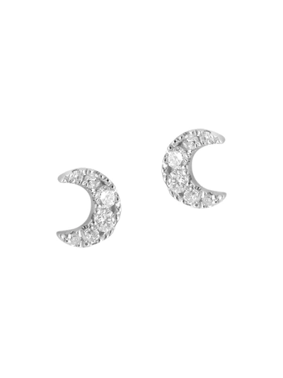 Djula Women's Magic Touch 18k White Gold & Diamond Moon Stud Earrings