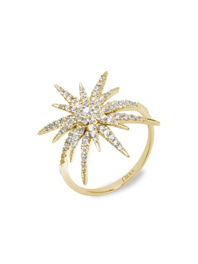 Djula Yellow Gold And Diamond Sun Ring (one Size)