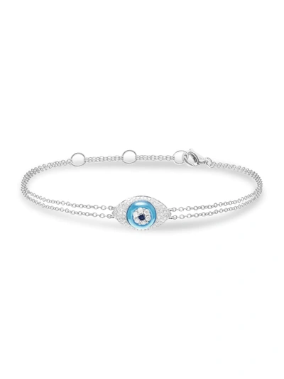 Djula Women's Magic Touch 18k White Gold, Diamond & Turquoise Evil Eye Bracelet