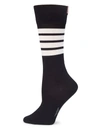 Thom Browne Logo Stripe Mid-calf Socks In Navy