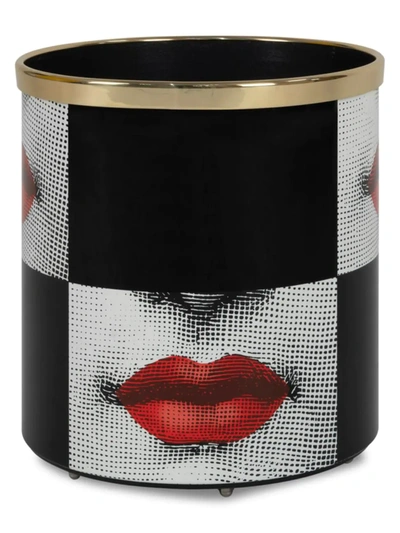 Fornasetti Kiss Wastepaper Basket In Red Pattern