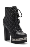 Jessica Simpson Irella Platform Combat Boot In Black Quilted Leather