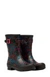 Joules Print Molly Welly Rain Boot In Black Speckle