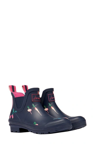 Joules Wellibob Short Rain Boot In Navy Vegetables