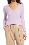 Nordstrom Cashmere Essential V-neck Sweater In Purple Feminine