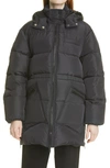 Ganni Black Down Jacket In Recycled Nylon And Pockets In Phantom