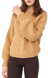 Free People Dream Cable Crewneck Sweater In Classic Camel