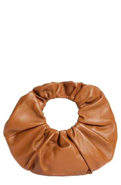Mansur Gavriel Mini Scrunchie Leather Shoulder Bag In Caramel