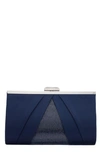 Nina Women's Pleated Stain Crystal Frame Clutch In Navy