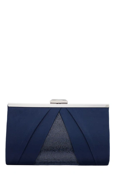 Nina Women's Pleated Stain Crystal Frame Clutch In Navy