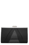 Nina Women's Pleated Stain Crystal Frame Clutch In Black