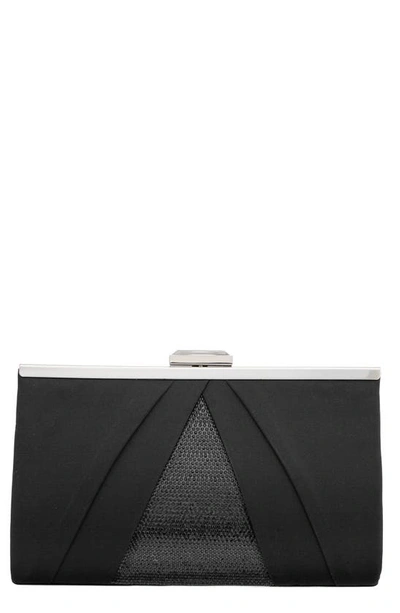 Nina Women's Pleated Stain Crystal Frame Clutch In Black
