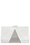 Nina Women's Pleated Stain Crystal Frame Clutch In White