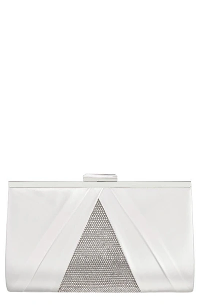 Nina Women's Pleated Stain Crystal Frame Clutch In White