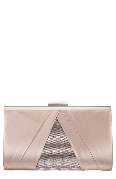 Nina Women's Pleated Stain Crystal Frame Clutch In Pearl Rose