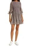 Cinq À Sept Annabelle Open-back Printed Crepe De Chine Mini Dress In Navy/ Rose Clay