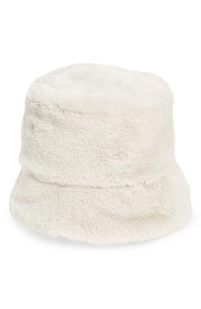 Gladys Tamez Faux Fur Bucket Hat In Off White