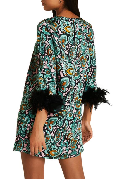 green feather print dress Teal Feather Print Dress – Cynthia Elliot Boutique main image 0