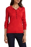 BODEN SCALLOPED WOOL POLO SWEATER,K0480LRD