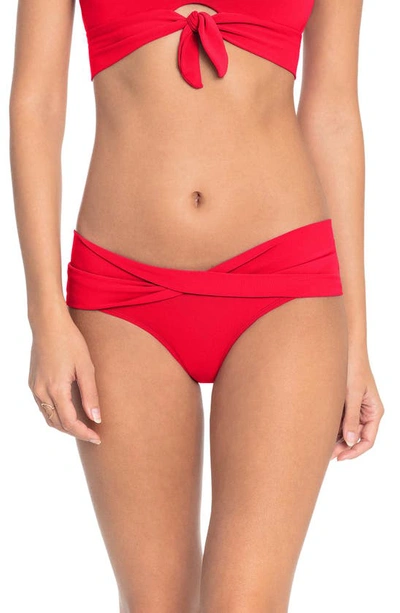 Robin Piccone Ava Twist Hipster Bikini Bottoms In Fiery Red