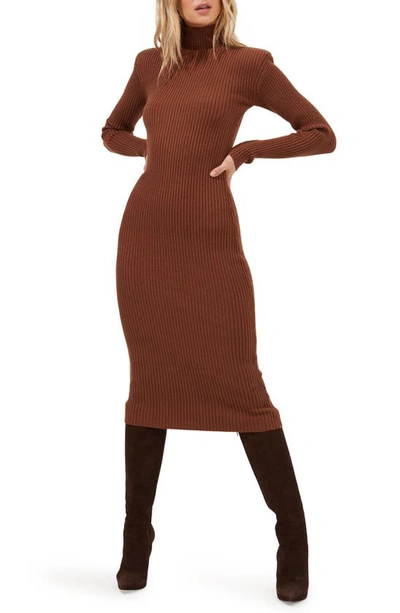 Astr The Label Abilene Ribbed Sweater Dress In Nutmeg