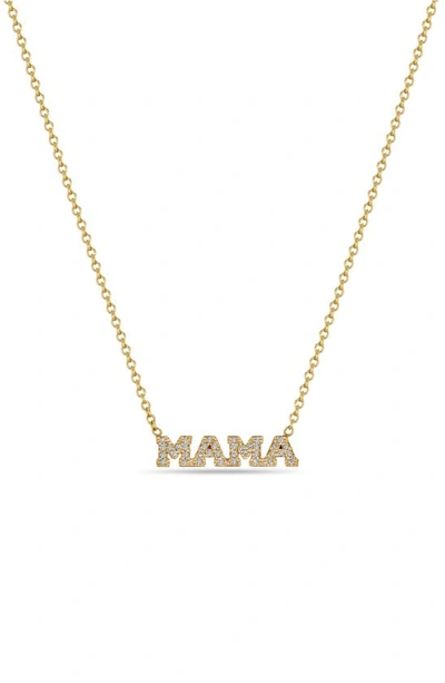 Zoë Chicco Mama Diamond Script Pendant Necklace In Gold