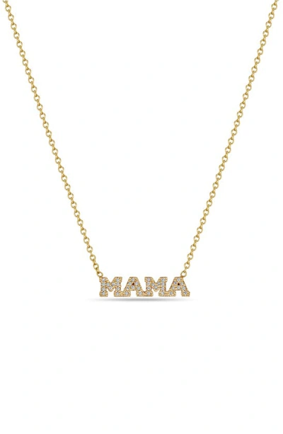 Zoë Chicco Mama Diamond Script Pendant Necklace In Yellow Gold