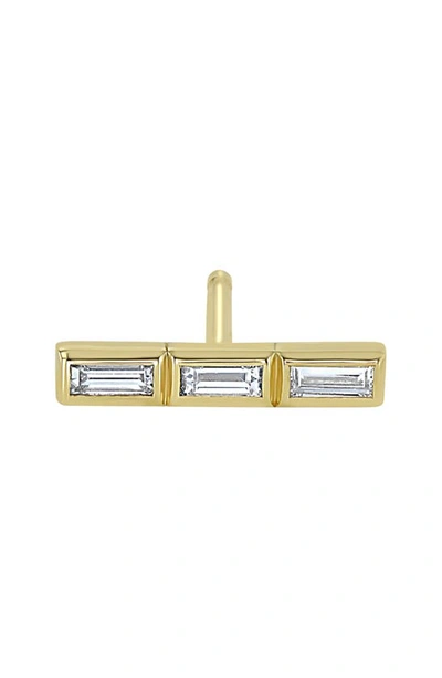 Zoë Chicco Single Baguette Diamond Bar Stud Earring In 14k Gold
