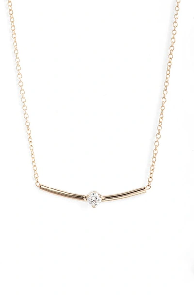 Zoë Chicco Prong Set Diamond Bar Pendant Necklace In 14k Yellow Gold
