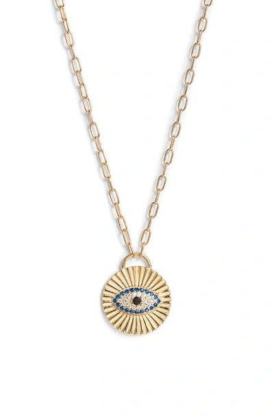 Argento Vivo Sterling Silver Evil Eye Pendant Necklace In Gold