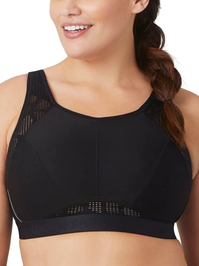 Glamorise Full Figure Plus Size No-sweat Mesh Sports Wirefree Bra In Black