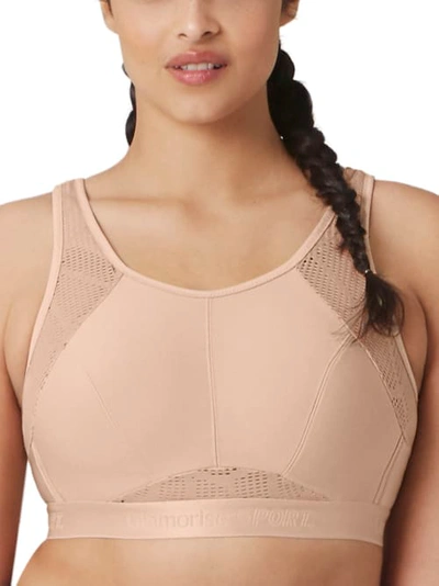 Glamorise No-sweat Mesh Wire-free Sports Bra In Cafe