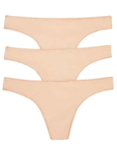 On Gossamer Cabana Cotton Low Rise Hip G Thong 3-pack In Champagne