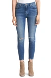 Mother The Looker High Waist Frayed Ankle Skinny Jeans In Get Your Groove Back