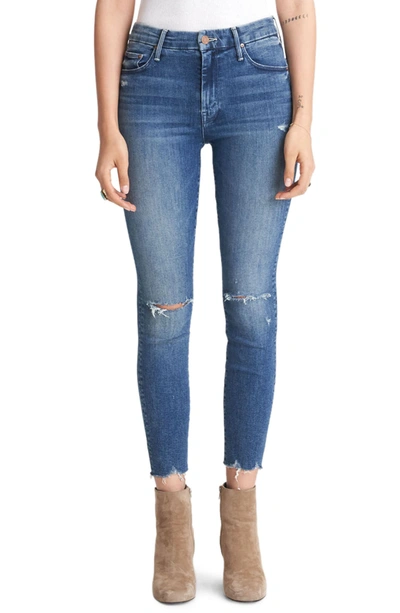 Mother The Looker High Waist Frayed Ankle Skinny Jeans In Get Your Groove Back