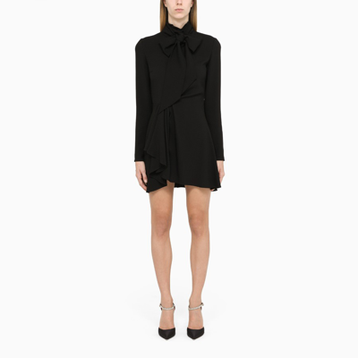 Saint Laurent Black Draped Short Dress