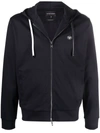 Emporio Armani Cotton-blend Logo Zip-up Hoodie In Blue