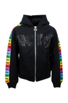 Gcds Sweatshirt With Zip And Hood With Logo Band On The Arms In Black