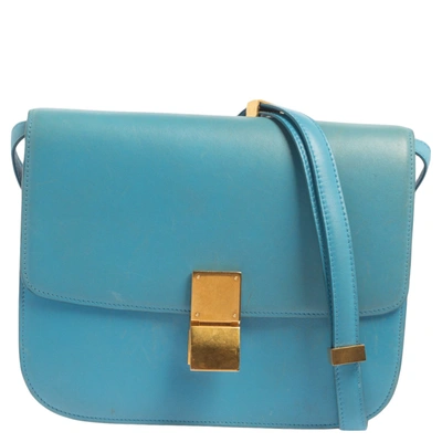 Pre-owned Celine Blue Leather Medium Classic Box Shoulder Bag